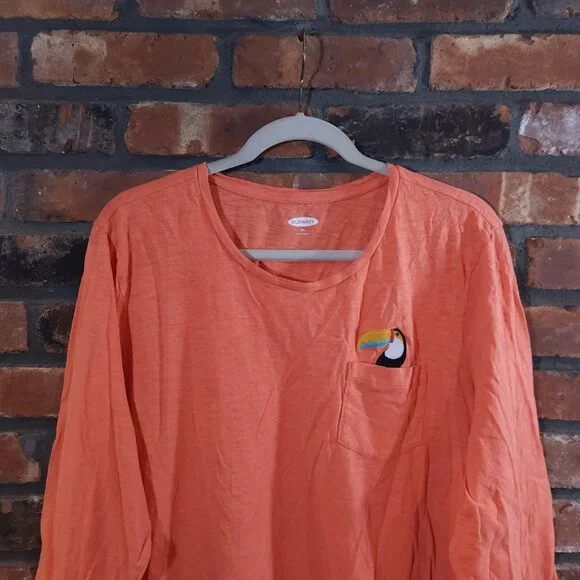 Old Navy Graphic Slub Knit 3/4 Sleeve Pocket Tee Embroidered Toucan Women's XXL - Picture 3 of 8